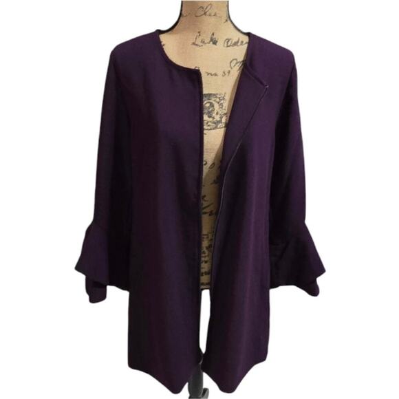 Alfani Royal Purple Zippered Bell Sleeve Jacket / Dress‎ Size Medium New! - Picture 2 of 10
